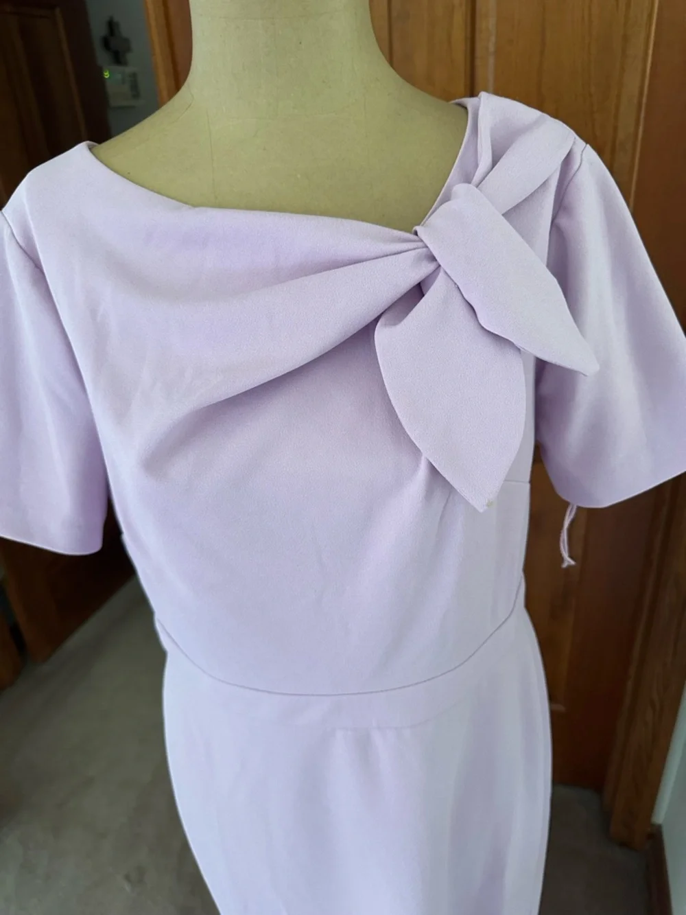 London Times Lilac Bow-Accent Midi Dress - Picture 2 of 4
